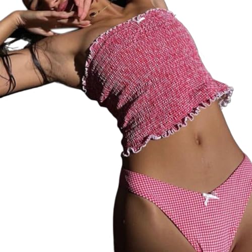 Zdprkqzvz Rüschen Bandeau Badeanzug Für Frauen Mädchen Farbe Badeanzüge Bademode Zwei Stücke Bademode Beachwears