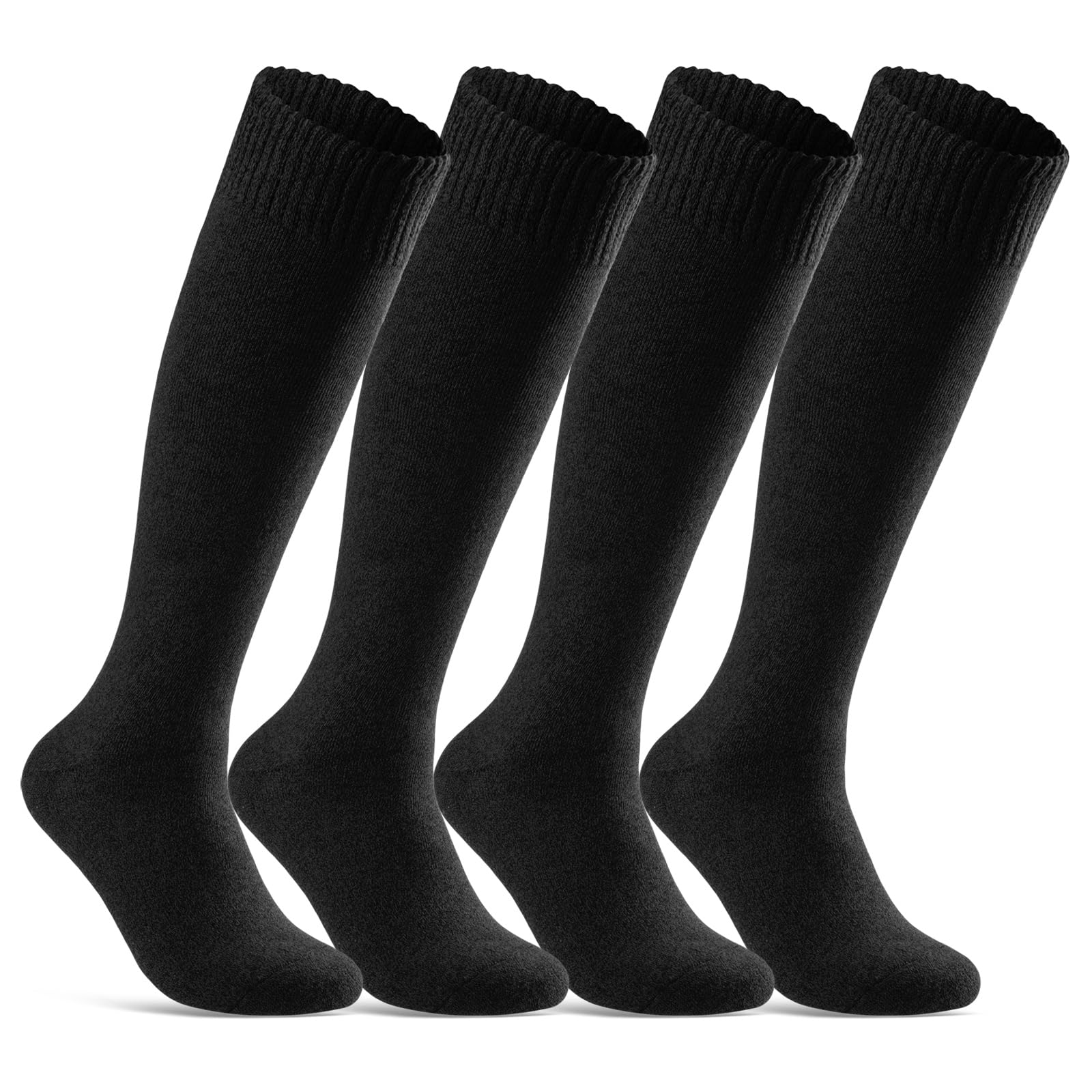 sockenkauf24 4 Paar Herren THERMO Kniestrümpfe Winter Innenfrottee Vollfrottee extra warm 22350 (Schwarz 39-42)