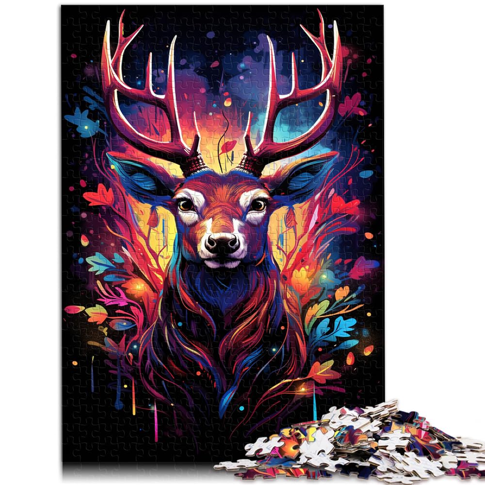 Puzzle | Puzzles Farbenfrohes psychedelisches Elchkunst-Puzzle 1000 Teile. Holzpuzzle ganze Familie. 1000 Teile (50 x 75 cm)