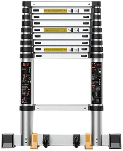 RASOANOA Teleskop-Anlegeleiter, 5 m/6 m/7 m/8 m, höchste Teleskopleiter mit Stabilisatorstange und Rädern, Faltbare Teleskopleitern für Außengebäude und Dächer (Größe: 8 m/26,2 ft) Ambitious