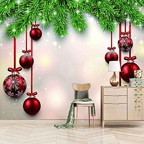 XLMING Rote Weihnachtskugeln Küche Esszimmer Arbeitszimmer Wohnzimmer TV Hintergrund Wand 3D Tapete-150cm×105cm