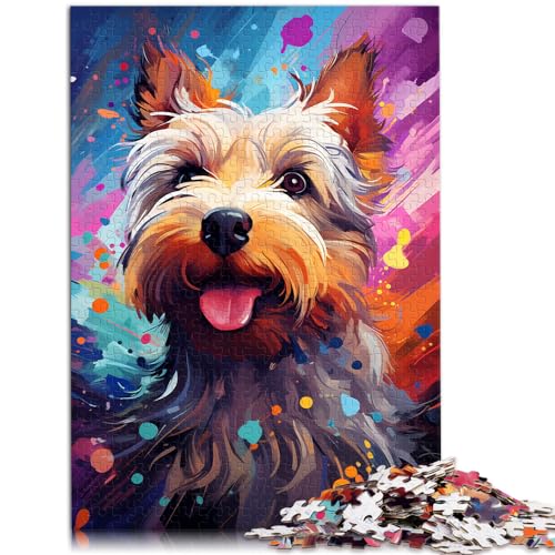 Puzzle | Puzzles, farbenfrohe Zeichnung eines Terriers, 1000 Teile Puzzle, Holzpuzzle, lustige Familienpuzzles als Geburtstagsgeschenk, Geschenk für oder, Wandkunst (50 x 75 cm)