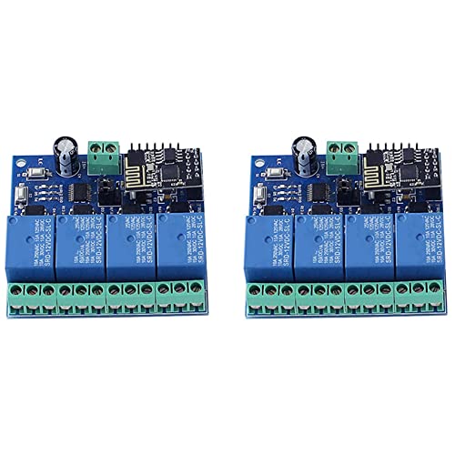 Kiudduy 2X DC 12V ESP8266 ESP-01 4-Kanal Relais Modul WiFi Modul für IoT Smart Hause Handy APP Controller WiFi Relais