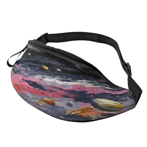 Rainbow Striped Fanny Pack-Lightweight Waist Bag for Travel and Daily Use, Planet, Einheitsgröße