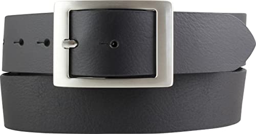 BELTINGER Jeansgürtel aus Vollbüffelleder mit Doppel-Schnalle 4 cm | Jeans-Gürtel für Herren 40mm | Leder-Gürtel aus Büffelleder 4cm | Schwarz 90cm