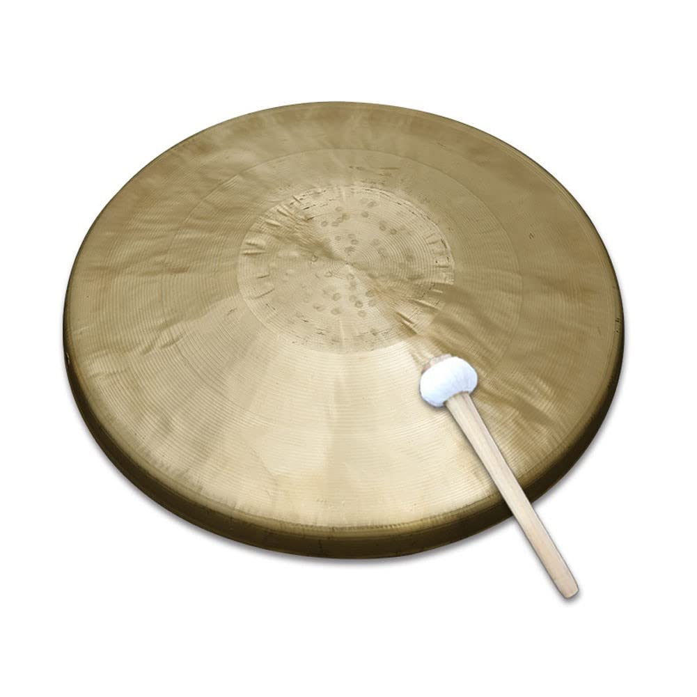 DOOKAA Chinesischer Gong Gong Mini-Gong 21 cm Messing-Handgong-Becken, tragbares Messing-Gong-Blasinstrument mit rundem Spielhammer für Schlaginstrumente, Kirchenopernorchester(Color:bass21,Size:)