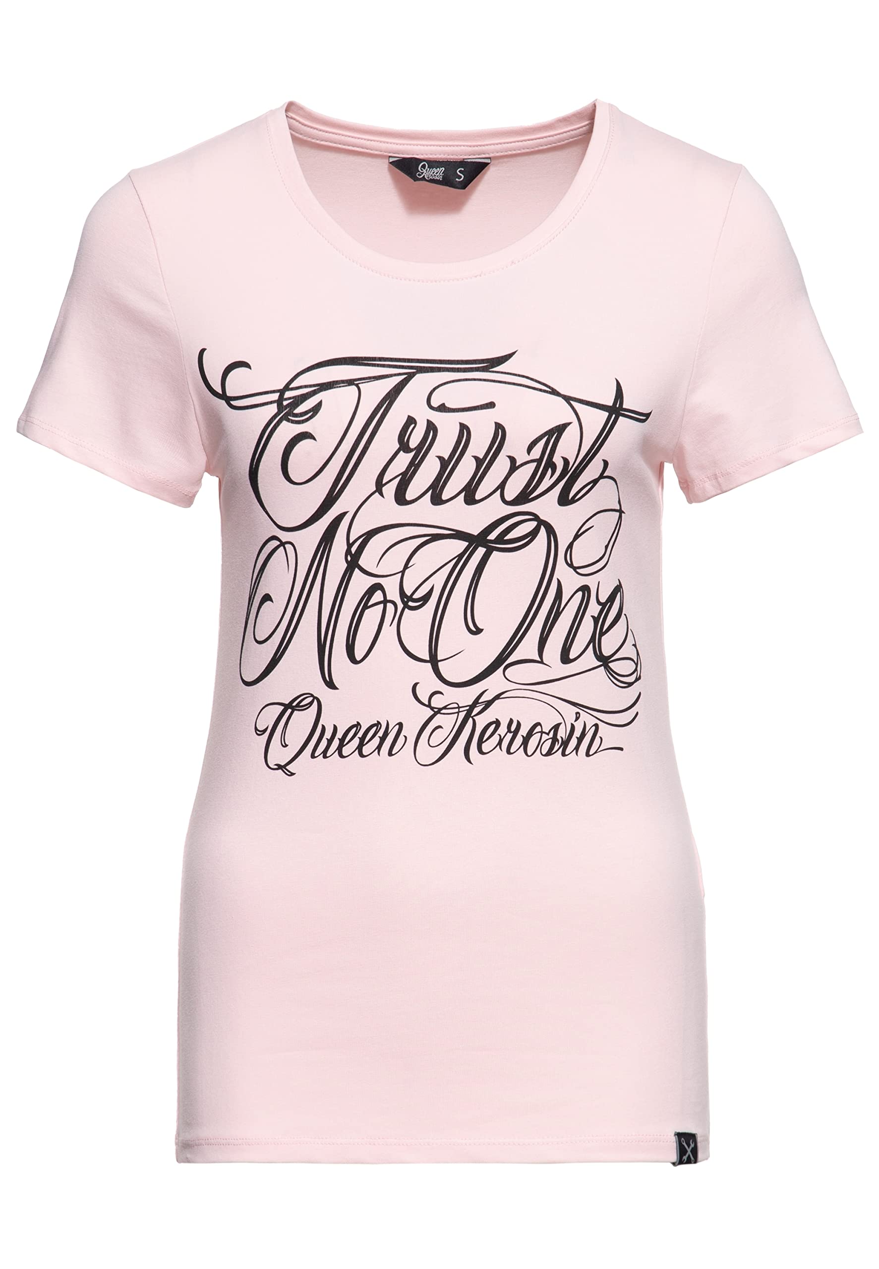 Queen Kerosin Damen Statement Shirt | T-Shirt | Slim Fit | Frontprint | Kurzarm Shirt | Rockabella | Rockabilly Trust No One