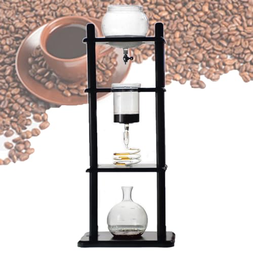 ROGHA Cold Brew Maker I Eiskaffeemaschine mit Slow Drip-Technologie I Macht 5-8 Tassen, Cold Brew Kaffeeturm mit großer Kapazität, gebogener Holzrahmen