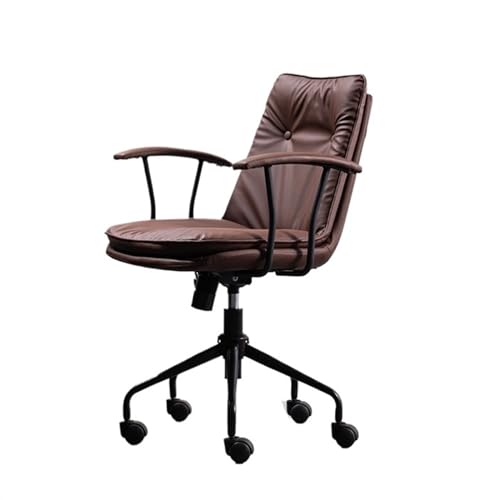 Bürostuhl Ergonomischer Bürostuhl aus PU-Leder, bequemer moderner Schreibtischstuhl for das Home-Office mit Rollen und schwarzem Metallfuß, ergonomischer Stuhl, verstellbarer Drehstuhl Schreibtischstu