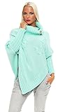 Mississhop Poncho Strick Sweatshirt Pullover Umhang Überwurf Einheitsgröße 36 38 40 S M L 11 Farben, Mint, S/M/L 36/38/40