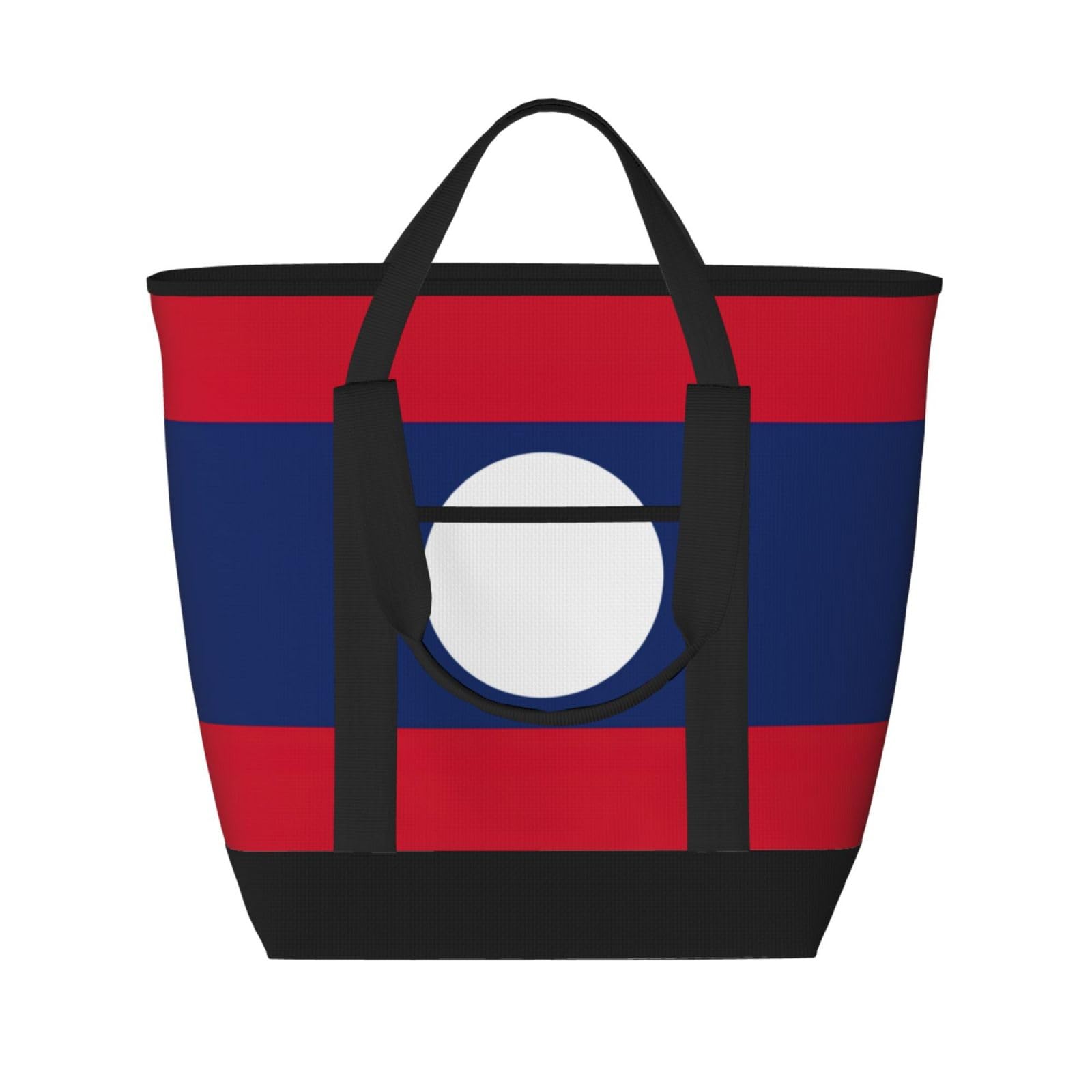 YQxwJL Lunchtasche, Motiv: Flagge von Laos, große Kapazität, isolierte Lunchtasche, wiederverwendbare Einkaufstasche mit Reißverschluss für Damen und Herren