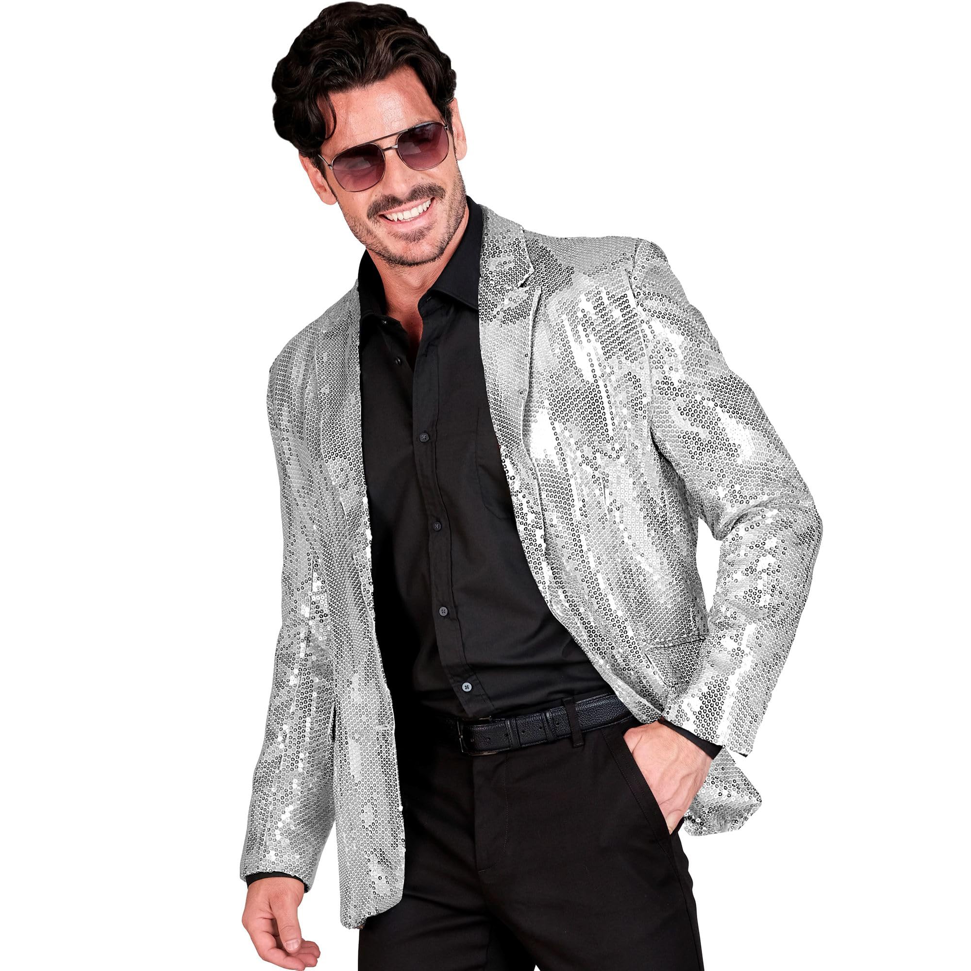 W WIDMANN MILANO Party Fashion - Party Fashion Jackett mit Pailletten für Herren, Disco Fever, Anzugjacke, Schlagermove