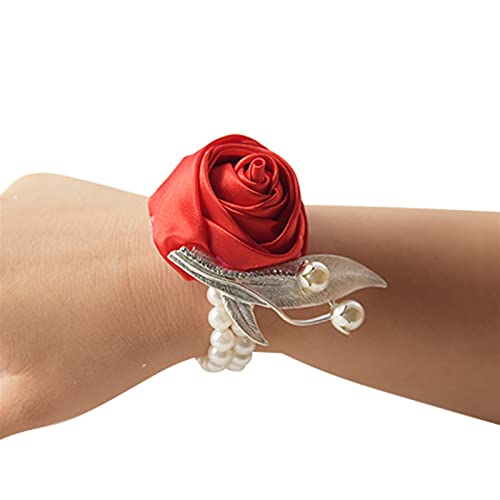 Ein Armband mit Blumen, ein Handgelenk mit Blumen Frauen Hochzeit Braut Brautjungfer Perle Handgelenk Blume Armband Boutonniere Braut Handgelenk Corsage Hochzeit Zubehör (Color : 5)