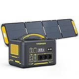 VTOMAN Jump 1000 Tragbare Power Station mit 220W Solarpanel, 1000W/1408Wh LiFePO4 Batteriebetriebener Generator mit 3x Pure Sine Wave 1000W (Surge 2000W) AC Ausgängen, 100W PD