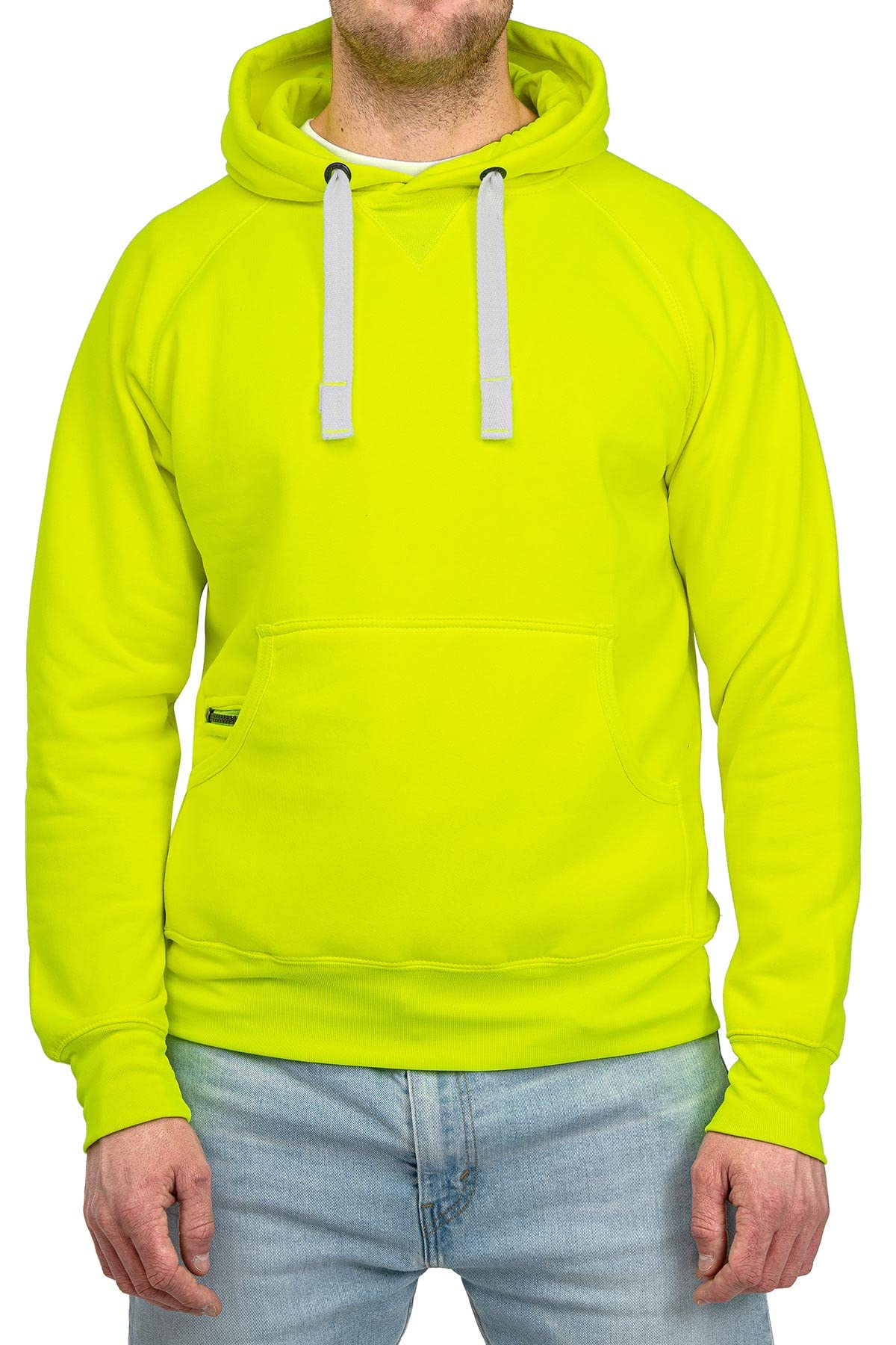 Happy Clothing Herren Pullover mit Kapuze Hoodie Pulli Kapuzenpullover, Größe:S, Farbe:Neongelb