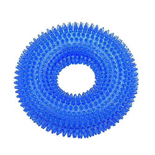 Langlebiges Kauspielzeug for Hunde, Beißring, interaktives, quietschendes Training, Spielzeug for Haustiere, DT036, Ring, Blau/84 (Color : Blue Ring, Size : 5")