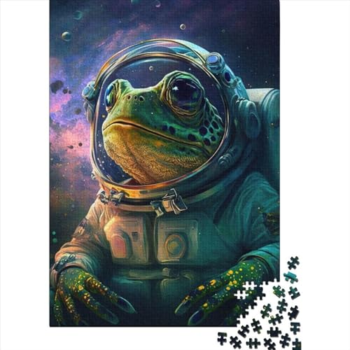 Frosch-Weltraum-Astronaut, Holzpuzzle für Erwachsene und Jugendliche von Difficult Challenging Puzzles, 1000 Teile, für anspruchsvolles Puzzlespiel und Familienspiel, 75 x 50 cm