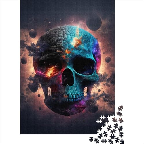 Fantasy-Totenkopf-Puzzle aus Holz, Puzzle für Erwachsene und Jugendliche, 1000 Teile, Puzzle für Erwachsene und Jugendliche, pädagogisches Spielzeug zum Stressabbau, Puzzle, 75 x 50 cm