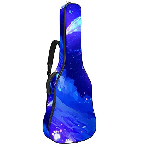 Gitarrentasche Schutz- und Transporttasche für akustische und klassische Gitarren wasserfest und gepolstert Mondkatzen 108.9x42.9x11.9 cm