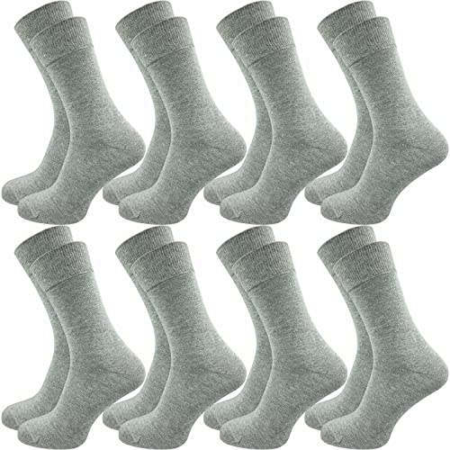 GAWILO 8 Paar Herren Socken aus 100% Baumwolle ohne drückende Naht - Komfortbund (43-46, hellgrau)