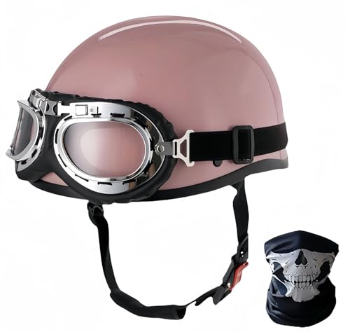 Vintage-Motorradhelm Für Herren, ECE-Zugelassener Jethelm Mit Schnellverschlussbrille, Rollerhelm Für Herren C,XL59-63CM