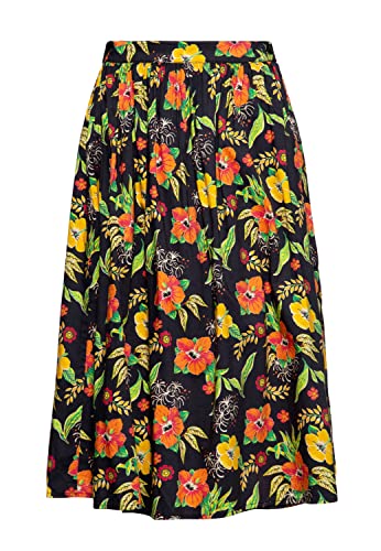 Queen Kerosin Damen Swing Rock | Wickelrock | Tropischer All-Over-Print | Skirt | Hibiskus | 50S | 40S | 60S | Tropical | Vintage | Rockabilly | Rockabella Hibiskus