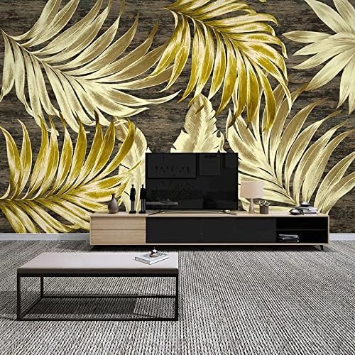 XLMING Licht Luxus Botanisch Blattgold Vintage Zimmer 3D Tapete Home Dekoration Wohnzimmer Sofa Schlafzimmer Tv Hintergrund Wand-400cm×280cm