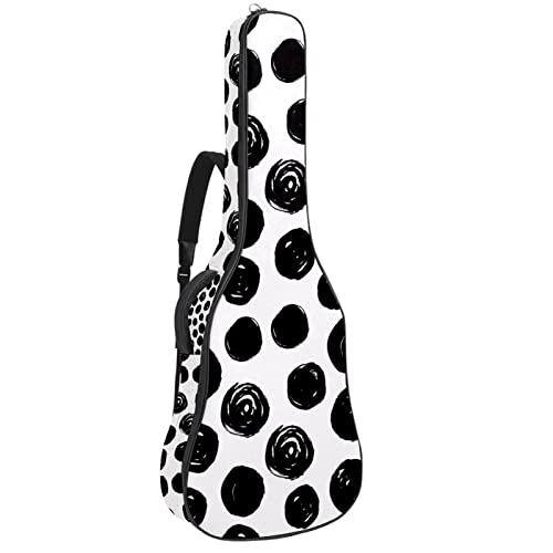 Akustikgitarre Tasche Dicke Polsterung Wasserdicht Dual Verstellbarer Schultergurt Gitarrenkoffer Gig Bag, Handgemaltes Punktmuster Schwarz