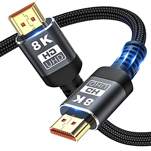 8K HDMI-Kabel 48 Gbit/s 6,6 ft, Ultrahochgeschwindigkeits-HDMI-Geflechtkabel - 4K @ 120 Hz 8K @ 60 Hz, DTS: X, HDCP 2.2 und 2.3, HDR 10 kompatibel mit Roku TV / PS5 / HDTV/Blu-ray (5M / 16.5FT)