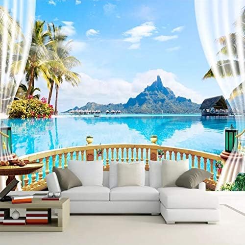 Blick Aufs Meer Balkon Naturwand 3D Tapeten Wanddekoration Fototapete Sofas Wohnzimmer Wandbild Schlafzimmer-350cm×256cm