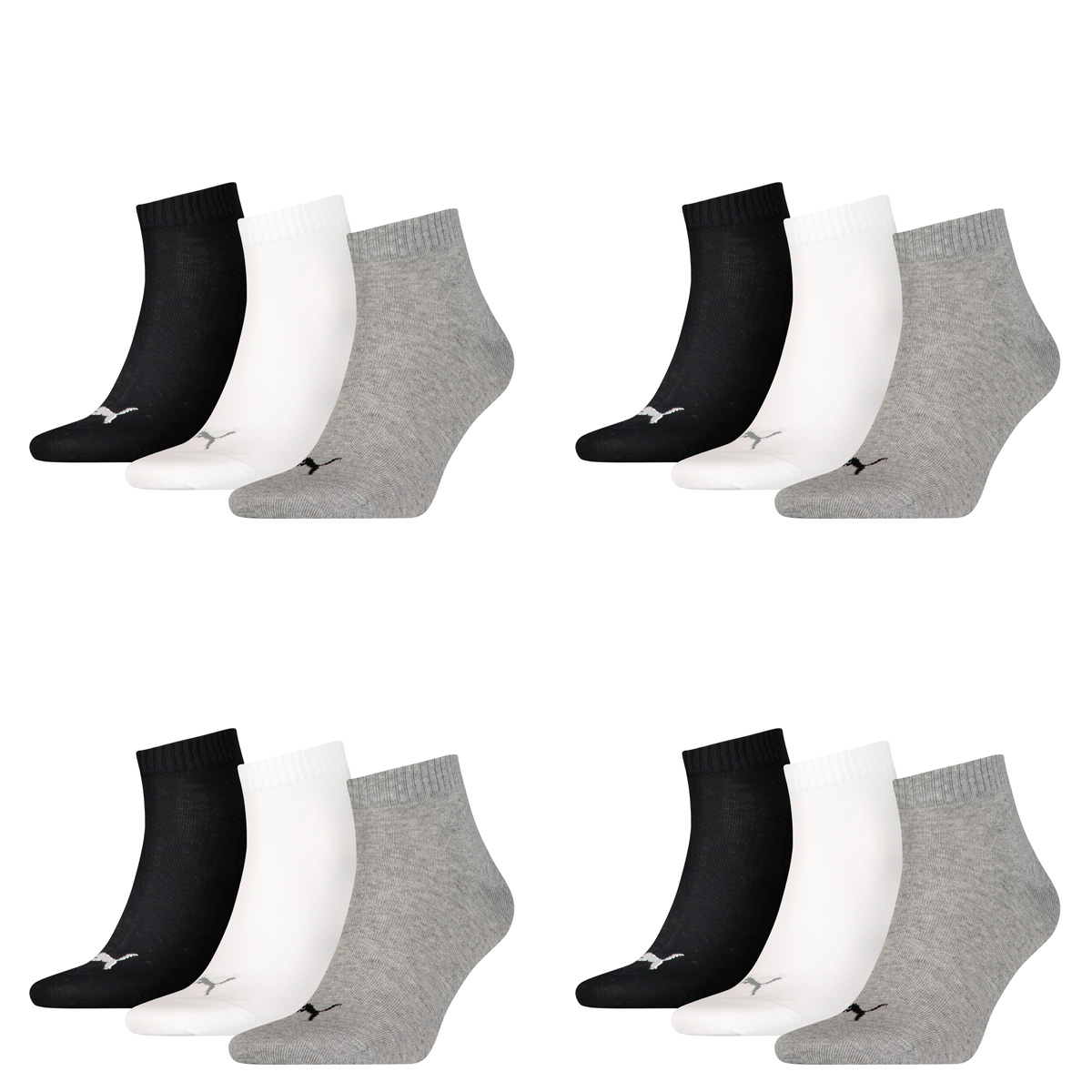 12 Paar Puma Unisex Quarter Socken Sneaker Gr. 35 - 49 für Damen Herren Füßling...