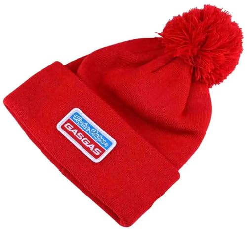 Troy Lee Designs GasGas Racing Team Pom Beanie Hat for Men/Women, Warm & Comfortable, Official Team Merchandise, One Size, Stock Red, SKU 749615000