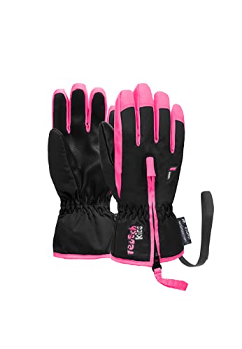 Reusch Baby-Mädchen Ben angenehm warme und Winddichte Skihandschuhe Alltagshandschuhe Babyhandschuhe Schneehandschuhe zum Schlittenfahren Winter-Handschuhe, schwarz/rosa, III