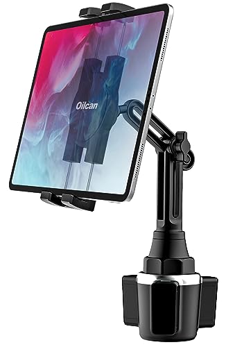 Getränkehalter Autohalterung Tablet Halterung, Oilcan KFZ Tablet Handyhalter Becherhalter mit verstellbarem Arm, LKW Cupholder Holder für iPad Pro Air Mini, Galaxy Tab, iPhone 13 Pro Max (4-12.9")