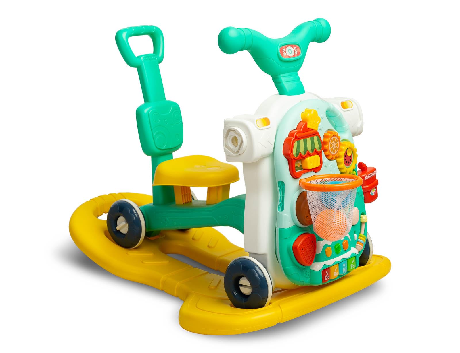 CARETERO - Lauflernhilfe für Babys - Babywalker 5in1 - ab 12 Monaten mit Lerntafel - Spiel und Lauflernwagen - Laufen Lernen und Entwicklung der Feinmotorik - Spielecenter Laufhilfe - Türkis