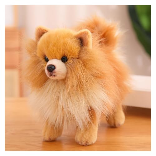 RDCIRP Simulation Pomeranian Plüsch, süßes Kuscheltier, Plüsch-Hundespielzeug, Flauschige Hunde-Plüschpuppe, Geschenke for Jungen und Mädchen for Geburtstag(braun)