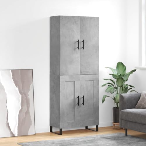 CCCINER Highboard Betongrau 69,5x34x180 cm Holzwerkstoff,Edles Highboard im BetongrauDesign: Stilvolle Aufbewahrung für deinen Wohnbereich