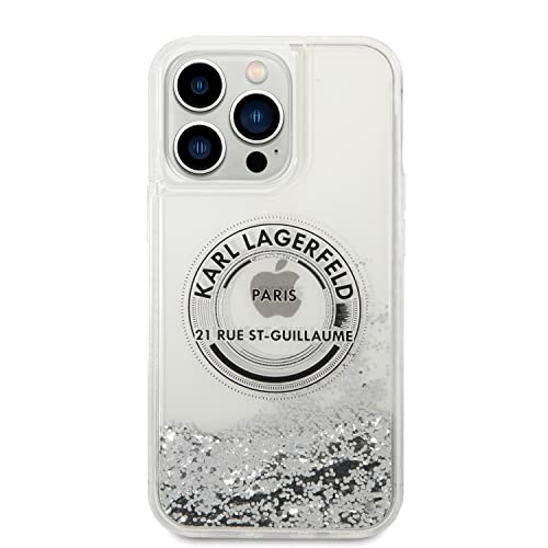 Karl Lagerfeld KLHCP14XLCRSGRS Hülle für iPhone 14 Pro Max 6,7" Silber hardcase Liquid Glitter RSG