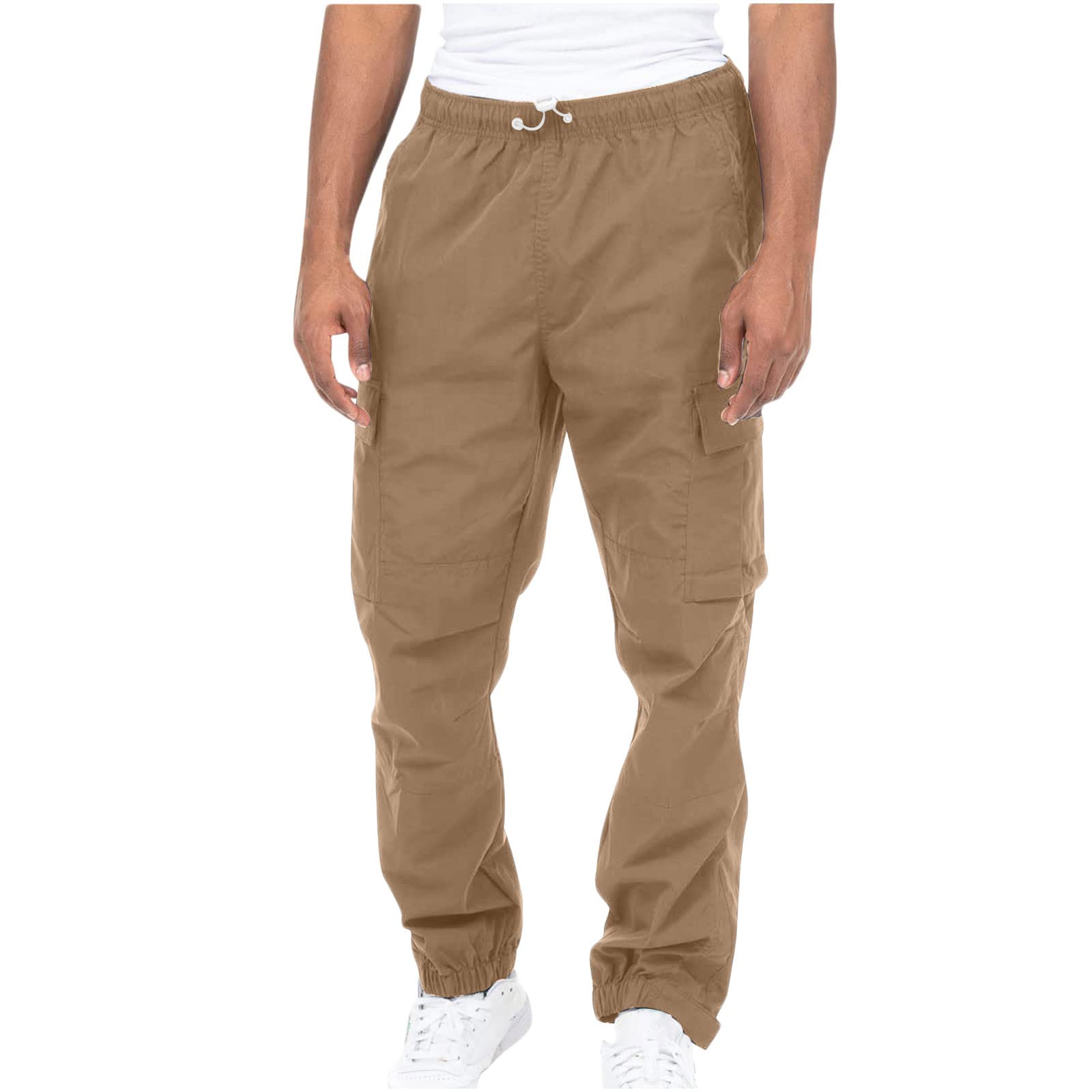 Arbeitshosen Männer Lange Regular Fit Freizeithose Baumwolle Einfarbig Arbeitshose Loose Casual Cargohose mit Taschen Freizeithose Weit Sporthose Baggy Trekkinghose für Männer Streetwear