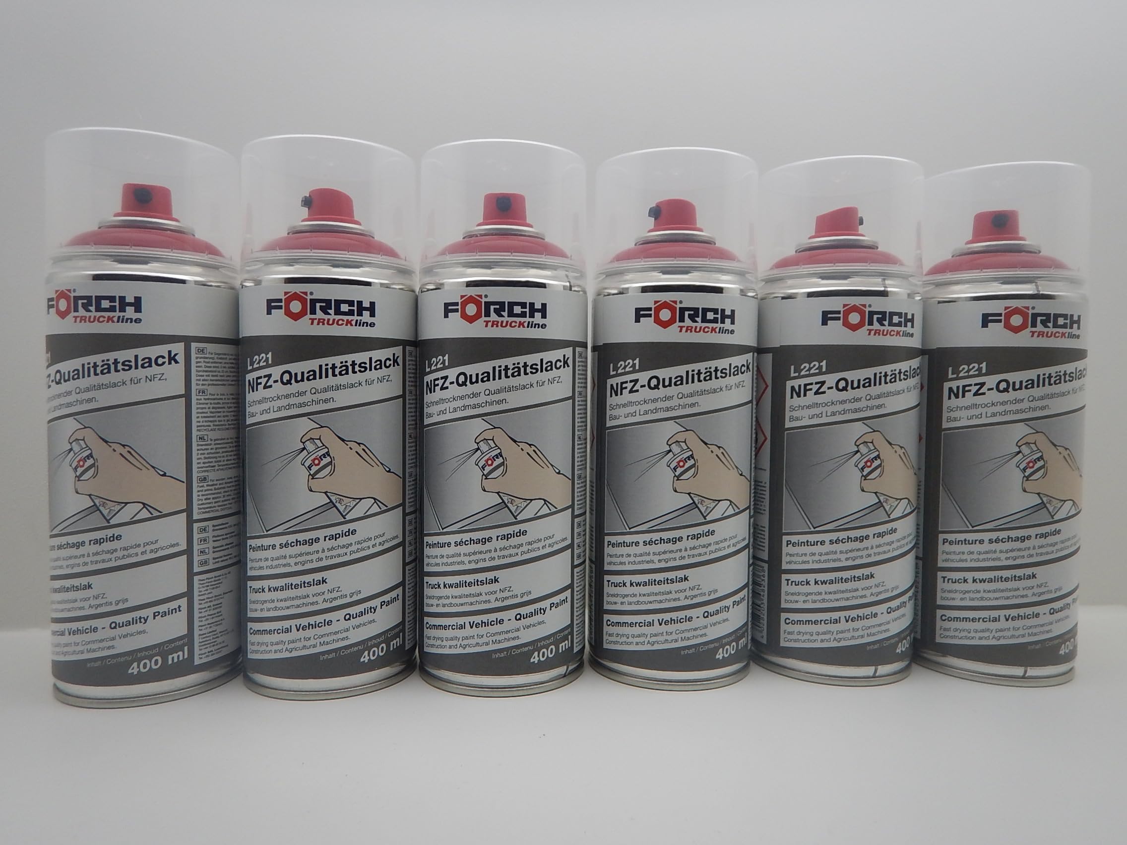 FORCH 6x RAL 3002 KARMINROT ROT DICKSCHICHTLACK LACK SPRAY SPRAYDOSE 400ML