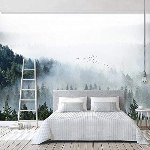 XLMING Weiße Neblige Wolken Waldlandschaft 3D Tapeten Home Esszimmer Sofa Schlafzimmer Wohnzimmer TV Hintergrund-200cm×140cm