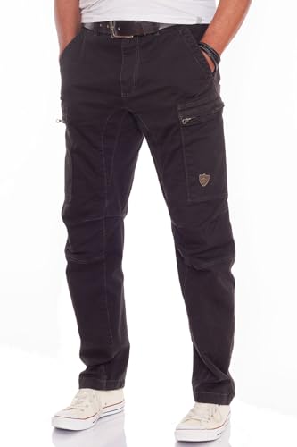 Jet Lag Herren Cargohose 21-780 schlank geschnitten, Farbe:Schwarz, W32, L32