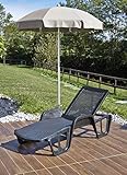 Dmora - Sonnenliege Milano, Verstellbarer Gartenliegestuhl mit Armlehnen, Sonnenliege für den Außenbereich, 100 % Made in Italy, Cm 192x71h100, Anthrazit