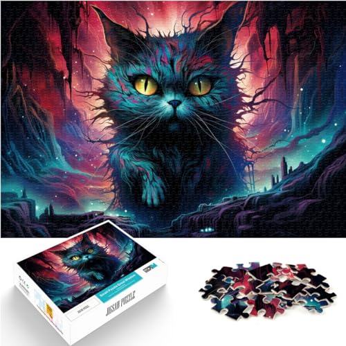 Puzzles für farbenfrohe, psychedelische Siamkatze, 1000-teiliges Puzzle für Erwachsene, Holzpuzzle, Geburtstagsgeschenk, Geschenke für oder, Wandkunst, 1000 Teile (50 x 75 cm)