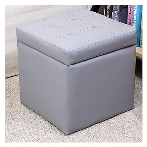 RAABYU Cube Kunstleder Lagerung Fuß Hocker Pouf Sitzbank, mit Scharnier Top Organizer Box Pouf Brust Einzel