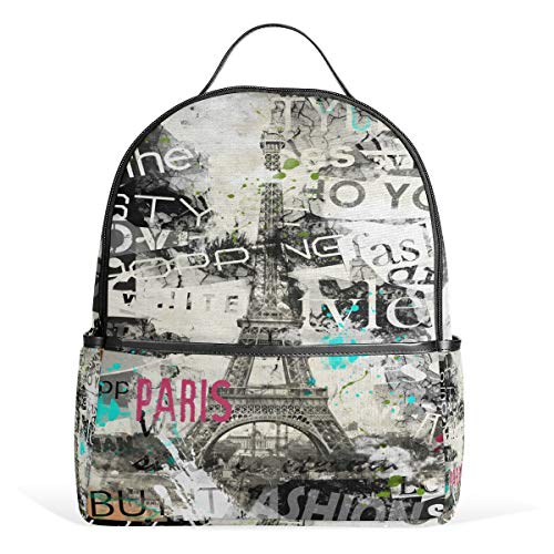 Eiffelturm Rucksack Wasserdicht Schulter Buch Tasche Gym Rucksack Paris Frankreich Tasche Casual Daypack Outdoor Reise Sporttasche für Damen Herren