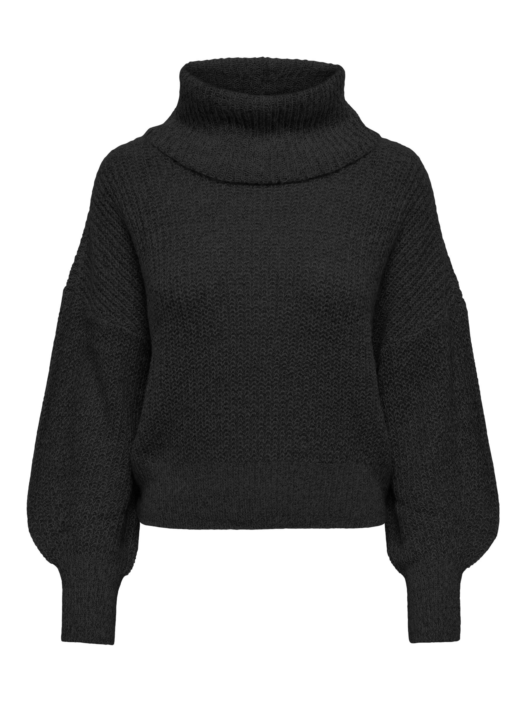 JDY Damen JDYmegan L/S Cowl Neck Knt Noos Pullover, Schwarz, S EU