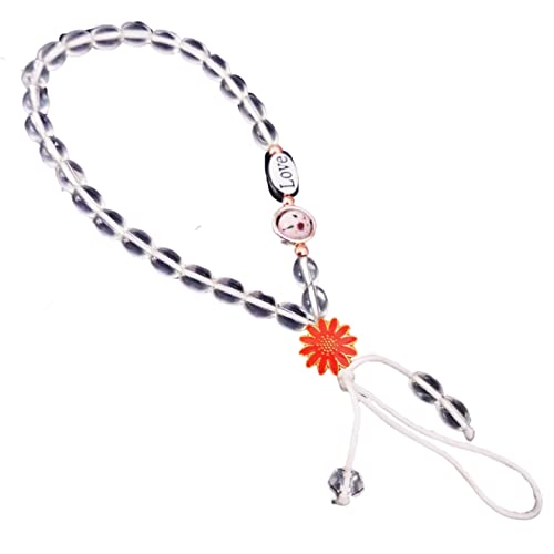 GETSTREE Perlen-Telefon-Lanyard, Handy-Kettenriemen, Kristall-Perlen-Charm-Hängeseil for Damen und Herren, Handy-Hüllen-Schmuck(White)