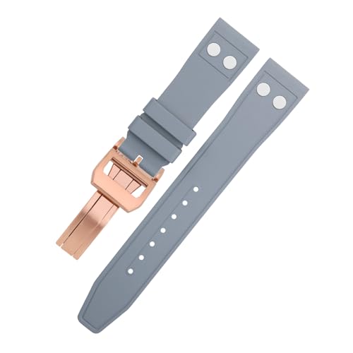 IOTUP Uhrenarmband für IWC Big Pilot Mark Portugieser, 22 mm, Fluorkautschuk mit Nieten, weiches Armband, 22 mm, Achat