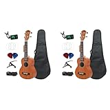 SICOSALT 2Stück 21 Ukulele Sopran Sapele 15 BüNde Mini Hawaii Full Kits Ukulele Gitarre für AnfäNger Kinder